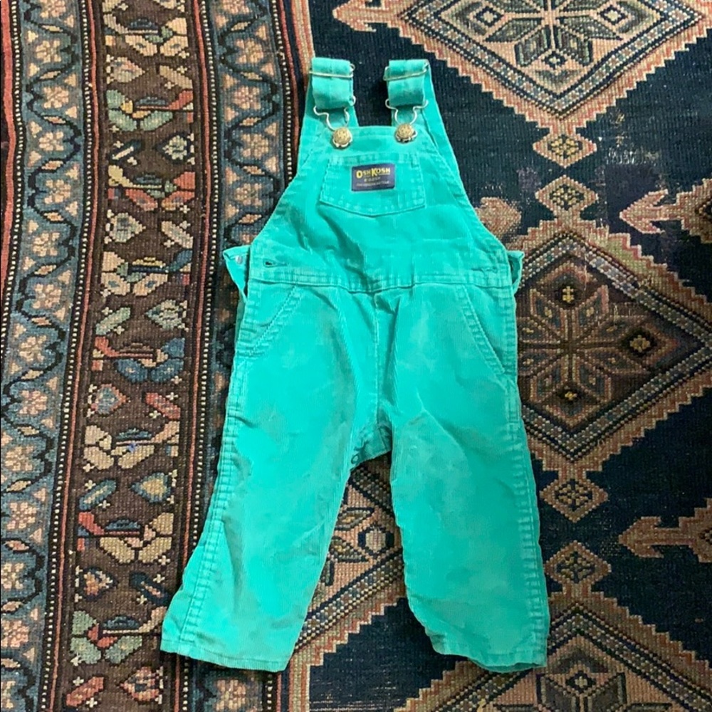 Vintage OshKosh Overalls Green Corduroy 12M